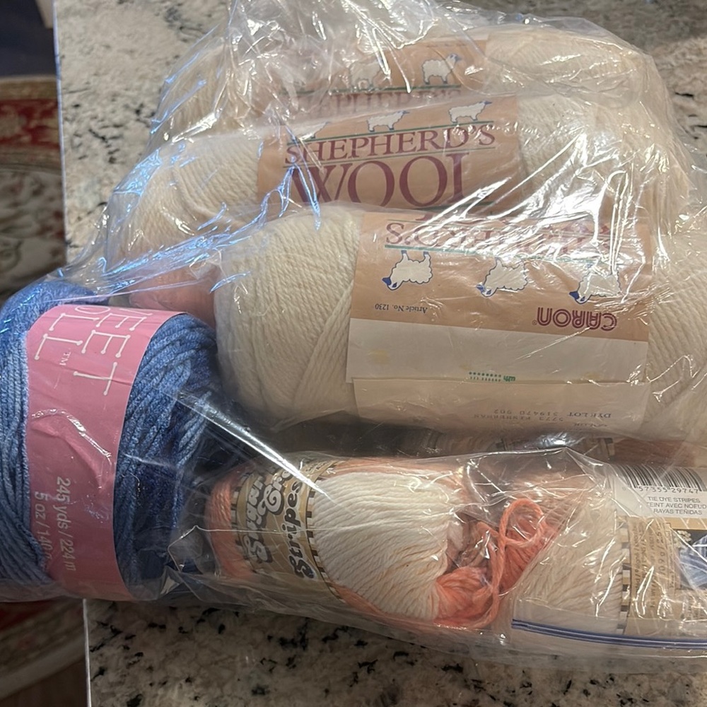 Yarn Set - Cream, Blue, Orange